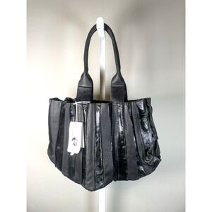 NEW Cleo & Patek Paris Shoulder Handbag Black Leather Purse Red Top Handle